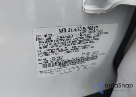 2010 Ford Taurus Sel из США, поврежденный, VIN 1FAHP2EW8AG102376